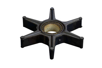 Rubber to metal bonded impeller for the marine industry.